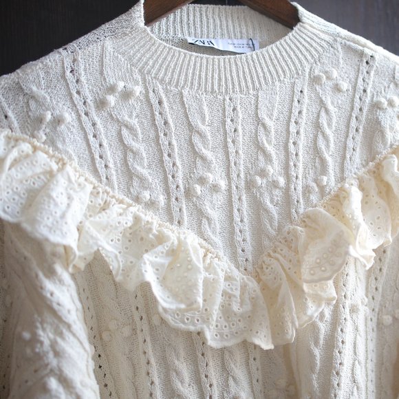 NWT Ruffled Knit Sweater. - Picture 7 of 11